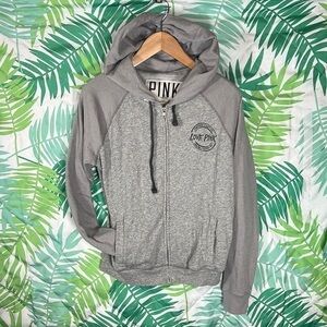 LOVE PINK VS Nineteen Eighty-Six Heather Gray Zip Up Hoodie oversized Size S